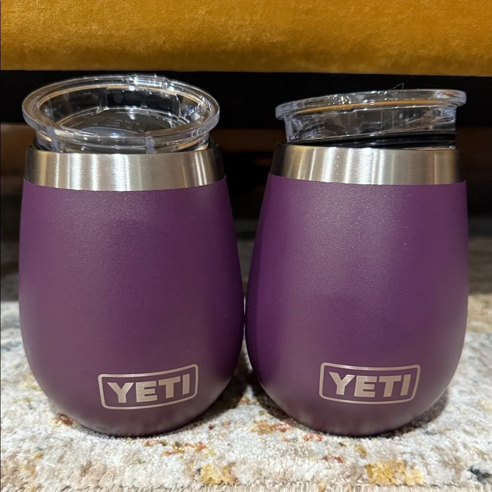 Yeti Wine Tumblers in Deep Purple with Clear Lids - Picture 1 of 3